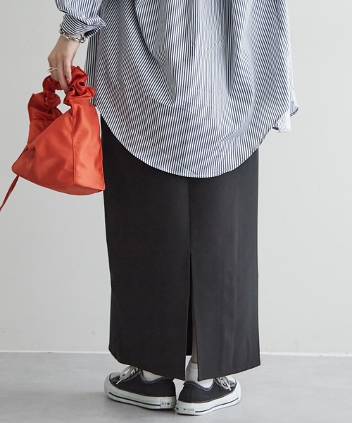 DISCOAT（ディスコート）の「ハイウエストナロースカート（スカート・レディース・ブラック/ライトグレー/オレンジ/グリーン・FREE）」の9枚目の写真