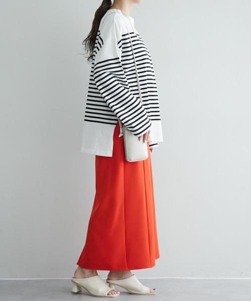 DISCOAT（ディスコート）の「ハイウエストナロースカート（スカート・レディース・ブラック/ライトグレー/オレンジ/グリーン・FREE）」の11枚目の写真