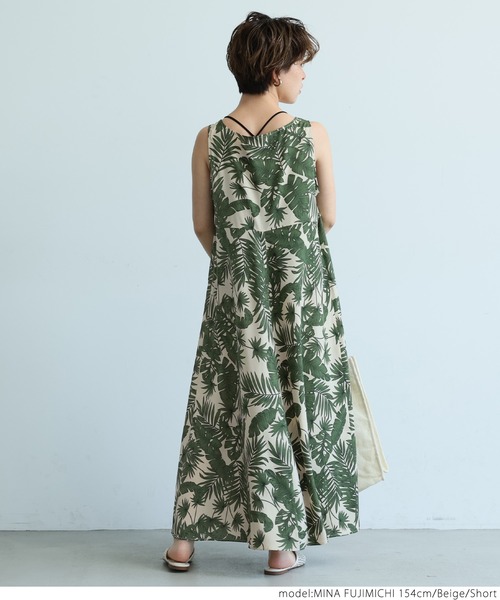 coca（coca）（コカ）の「リーフ柄リゾートワンピース（ワンピース・レディース・ベージュ・SHORT/LONG）」の3枚目の写真
