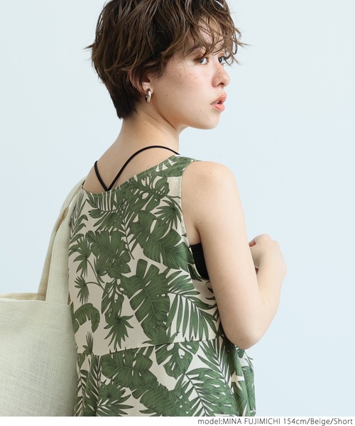 coca（coca）（コカ）の「リーフ柄リゾートワンピース（ワンピース・レディース・ベージュ・SHORT/LONG）」の5枚目の写真