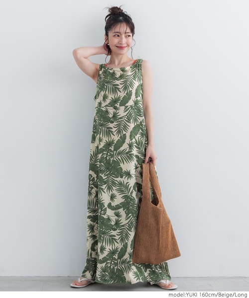 coca（coca）（コカ）の「リーフ柄リゾートワンピース（ワンピース・レディース・ベージュ・SHORT/LONG）」の6枚目の写真