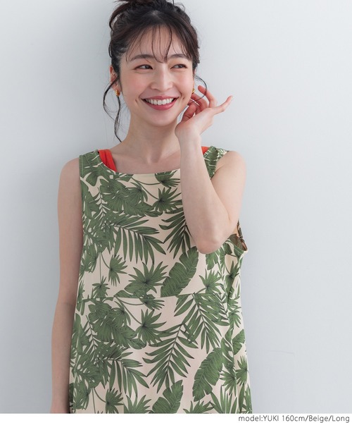 coca（coca）（コカ）の「リーフ柄リゾートワンピース（ワンピース・レディース・ベージュ・SHORT/LONG）」の9枚目の写真