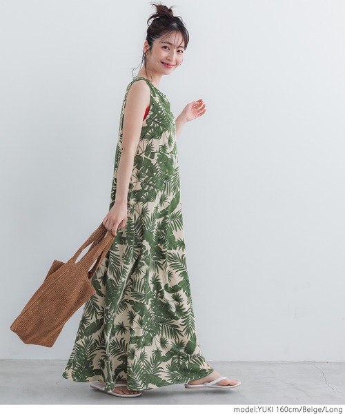 coca（coca）（コカ）の「リーフ柄リゾートワンピース（ワンピース・レディース・ベージュ・SHORT/LONG）」の10枚目の写真