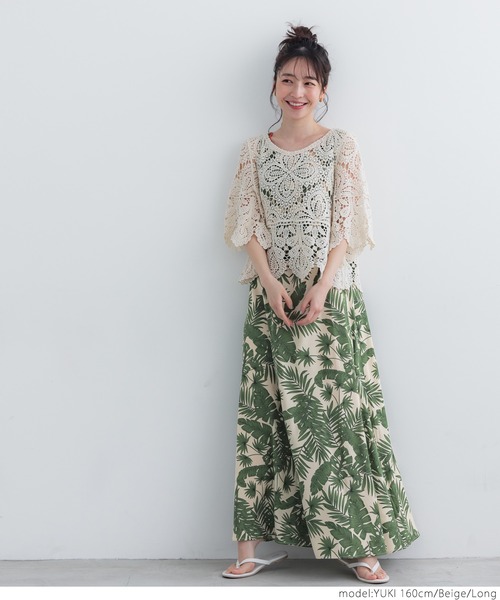 coca（coca）（コカ）の「リーフ柄リゾートワンピース（ワンピース・レディース・ベージュ・SHORT/LONG）」の11枚目の写真