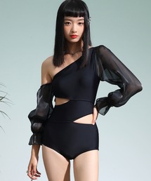 OSYAREVO（オシャレボ）の「アシンメトリー エアリースリーブ ワンピース 水着 レディース（水着）」