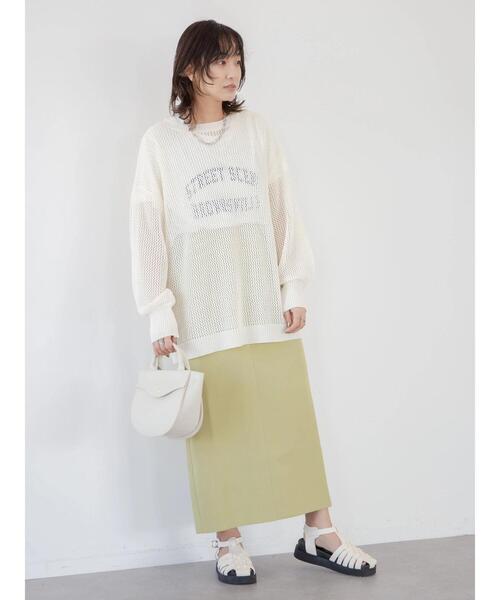 Green　Parks（グリーンパークス）の「袖ボリュームメッシュニットプルオーバー（ニット/セーター・レディース・ブラック/オフホワイト/ブルー・FREE）」の20枚目の写真