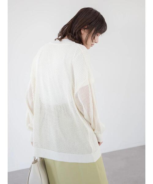 Green　Parks（グリーンパークス）の「袖ボリュームメッシュニットプルオーバー（ニット/セーター・レディース・ブラック/オフホワイト/ブルー・FREE）」の15枚目の写真