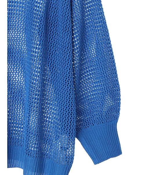 Green　Parks（グリーンパークス）の「袖ボリュームメッシュニットプルオーバー（ニット/セーター・レディース・ブラック/オフホワイト/ブルー・FREE）」の11枚目の写真