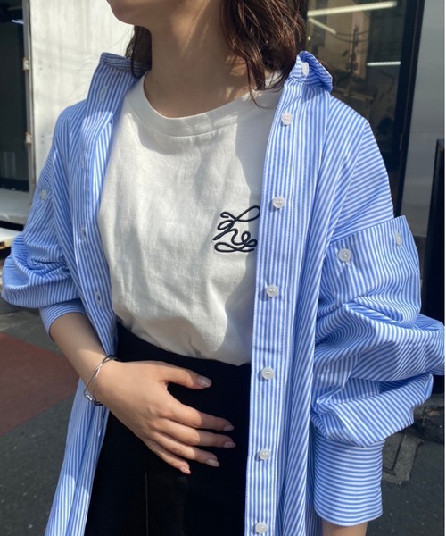 one after another NICE CLAUP（ワンアフターアナザーナイスクラップ）の「ロゴ刺しゅうTee（Tシャツ/カットソー・レディース・オフホワイト/ピンク/オートミール/ブラック・FREE）」の9枚目の写真