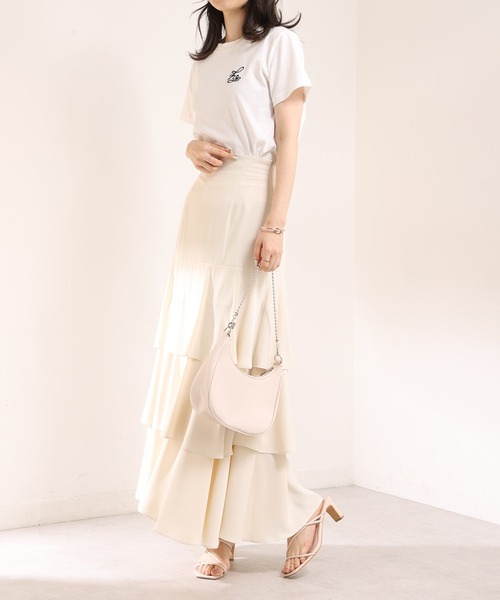 one after another NICE CLAUP（ワンアフターアナザーナイスクラップ）の「ロゴ刺しゅうTee（Tシャツ/カットソー・レディース・オフホワイト/ピンク/オートミール/ブラック・FREE）」の13枚目の写真