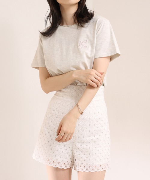 one after another NICE CLAUP（ワンアフターアナザーナイスクラップ）の「ロゴ刺しゅうTee（Tシャツ/カットソー・レディース・オフホワイト/ピンク/オートミール/ブラック・FREE）」の18枚目の写真