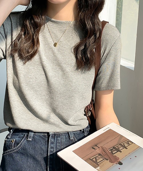 Ulysses(ユリシス)の「シンプルリブTシャツ(Tシャツ/カットソー・レディース・グレー/ブラック/ホワイト/ピンク/ブラウン・L/M)」の15枚目の写真