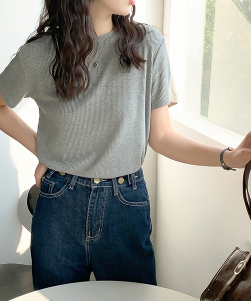 Ulysses(ユリシス)の「シンプルリブTシャツ(Tシャツ/カットソー・レディース・グレー/ブラック/ホワイト/ピンク/ブラウン・L/M)」の16枚目の写真