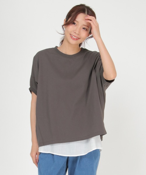 LBC(エルビーシー)の「ハイツイストミニ裏毛プルオーバー(Tシャツ/カットソー・レディース・ホワイト/チャコールグレー/オレンジ・M)」の3枚目の写真