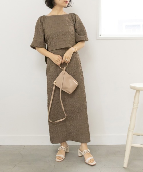 RANDA(ランダ)の「ノットデザインブラウスセットワンピース(ワンピース・レディース・ベージュ/カーキ/ブルー/パープル・1/0)」の3枚目の写真