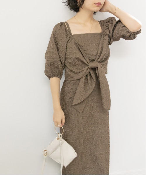 RANDA(ランダ)の「ノットデザインブラウスセットワンピース(ワンピース・レディース・ベージュ/カーキ/ブルー/パープル・1/0)」の19枚目の写真