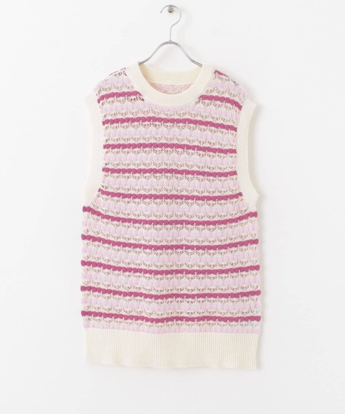 HEYUMM(ヘユム)の「カラフルスカシアミニットベスト(ベスト・レディース・ブラック/ピンク/グリーン・ONE)」の3枚目の写真