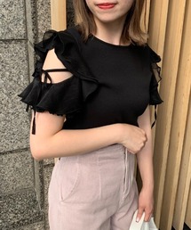OLIVE des OLIVE | 袖フリルプルオーバー(Tシャツ/カットソー)