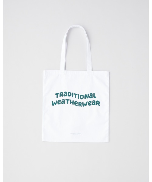 Traditional Weatherwear(トラディショナルウェザーウェア)の「WAVE LOGO TOTE(トートバッグ・レディース・ホワイト×ブラウン/ホワイト×イエロー/ホワイト×グリーン・F)」の2枚目の写真