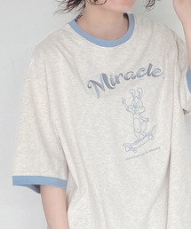 AS KNOW AS plus | ●スケボーラビット刺繍ロゴリンガーTシャツ(Tシャツ/カットソー)