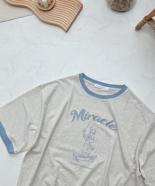 AS KNOW AS plus（アズノゥアズプラス）の「●スケボーラビット刺繍ロゴリンガーTシャツ（Tシャツ/カットソー・レディース・キナリ/チャコールグレー/オートミール/ミント・FREE）」の21枚目の写真