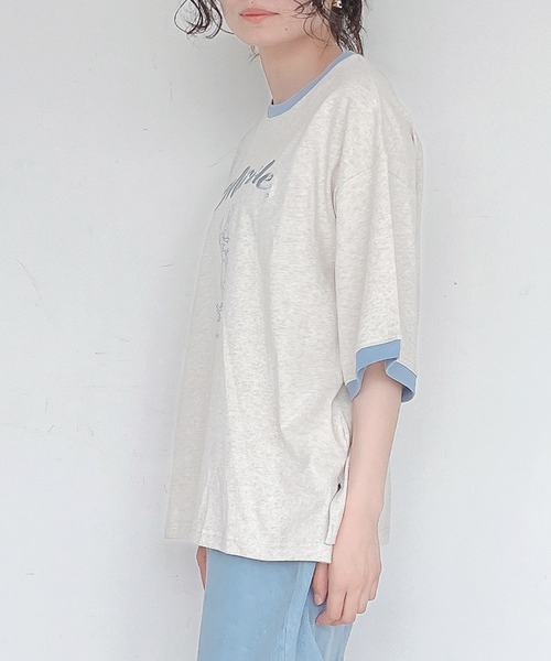 AS KNOW AS plus（アズノゥアズプラス）の「●スケボーラビット刺繍ロゴリンガーTシャツ（Tシャツ/カットソー・レディース・キナリ/チャコールグレー/オートミール/ミント・FREE）」の19枚目の写真