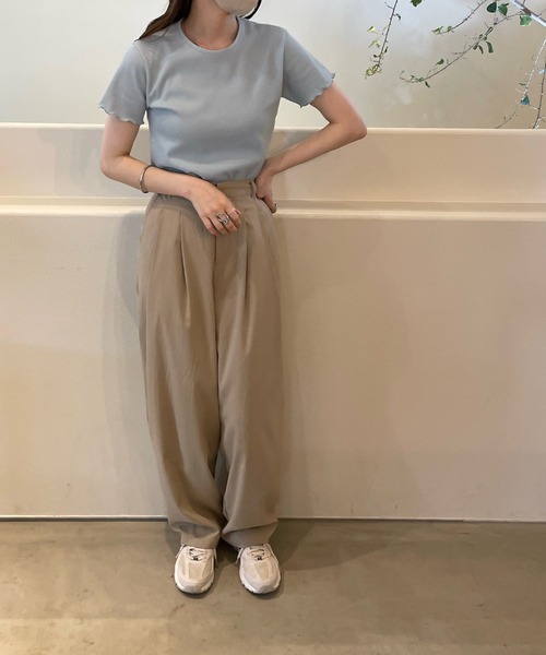 LE MORE(リモア)の「メローワッフルTEE(Tシャツ/カットソー・レディース・イエロー/ブルー/アイボリー・FREE)」の11枚目の写真