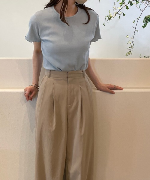 LE MORE(リモア)の「メローワッフルTEE(Tシャツ/カットソー・レディース・イエロー/ブルー/アイボリー・FREE)」の7枚目の写真