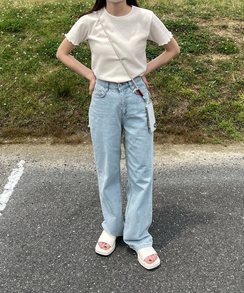 LE MORE(リモア)の「メローワッフルTEE(Tシャツ/カットソー・レディース・イエロー/ブルー/アイボリー・FREE)」の5枚目の写真