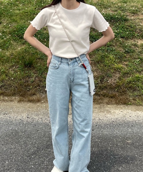 LE MORE(リモア)の「メローワッフルTEE(Tシャツ/カットソー・レディース・イエロー/ブルー/アイボリー・FREE)」の22枚目の写真
