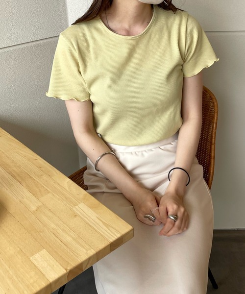 LE MORE(リモア)の「メローワッフルTEE(Tシャツ/カットソー・レディース・イエロー/ブルー/アイボリー・FREE)」の8枚目の写真