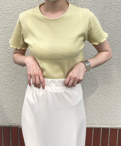 LE MORE(リモア)の「メローワッフルTEE(Tシャツ/カットソー・レディース・イエロー/ブルー/アイボリー・FREE)」の6枚目の写真