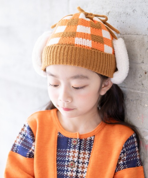 RAGMART（ラグマート）の「チェックニットワッチ（ニットキャップ/ビーニー・キッズ・ネイビー/ベージュ・M/S）」の4枚目の写真