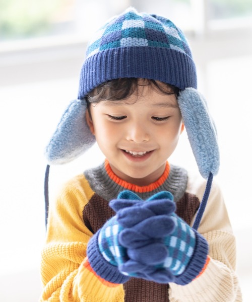 RAGMART（ラグマート）の「チェックニットワッチ（ニットキャップ/ビーニー・キッズ・ネイビー/ベージュ・M/S）」の5枚目の写真