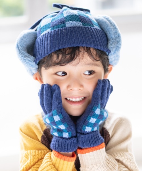 RAGMART（ラグマート）の「チェックニットワッチ（ニットキャップ/ビーニー・キッズ・ネイビー/ベージュ・M/S）」の6枚目の写真