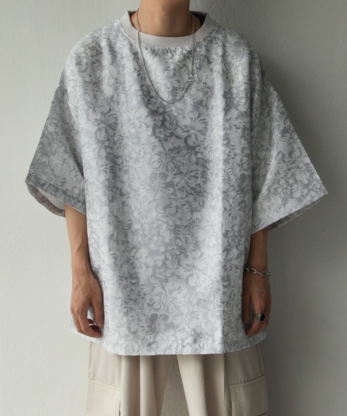 NILWAY(ニルウェイ)の「フラワージャガードプルオーバー(Tシャツ/カットソー・メンズ・ライトグレー/ブラック/グレイッシュベージュ・MEDIUM/LARGE)」の14枚目の写真