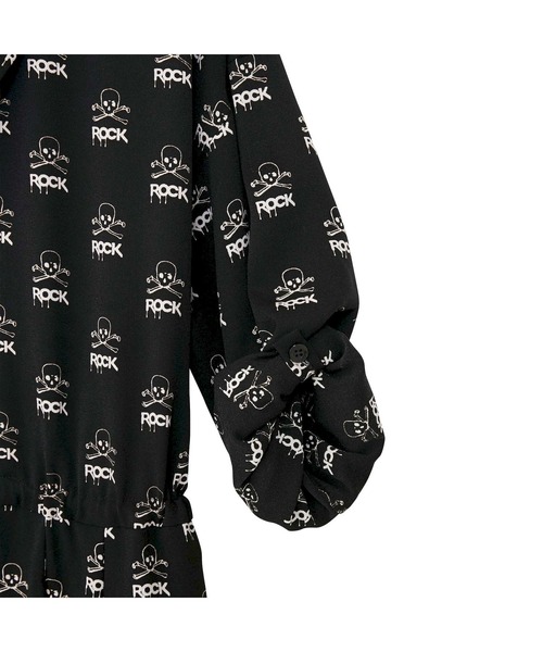 HYSTERIC GLAMOUR（ヒステリックグラマー）の「SIENA BARNES/SKULL ROCK柄 オーバーサイズオールインワン（サロペット/オーバーオール・レディース・ブラック系その他・FREE）」の3枚目の写真