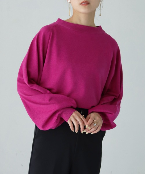 HER CLOSET（ハークローゼット）の「【shemoshelly】WEB限定サスティナブルモックネックニット（ニット/セーター・レディース・ブラック/パープル/ブルー/アイボリー/ライトグレー/ライトグリーン・M）」の6枚目の写真
