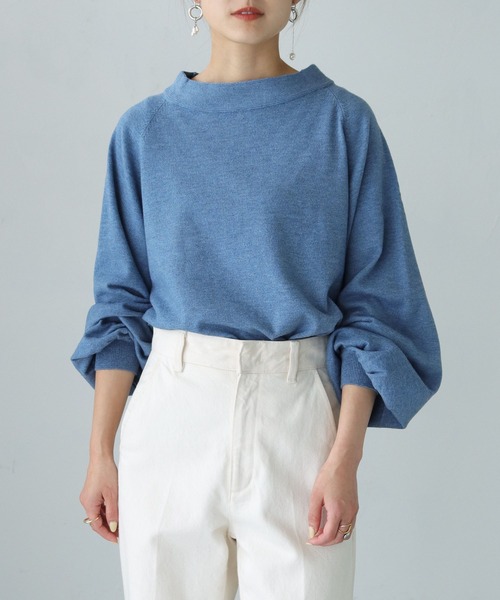 HER CLOSET（ハークローゼット）の「【shemoshelly】WEB限定サスティナブルモックネックニット（ニット/セーター・レディース・ブラック/パープル/ブルー/アイボリー/ライトグレー/ライトグリーン・M）」の5枚目の写真