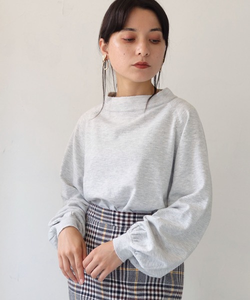 HER CLOSET（ハークローゼット）の「【shemoshelly】WEB限定サスティナブルモックネックニット（ニット/セーター・レディース・ブラック/パープル/ブルー/アイボリー/ライトグレー/ライトグリーン・M）」の9枚目の写真