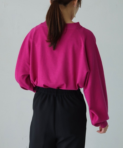 HER CLOSET（ハークローゼット）の「【shemoshelly】WEB限定サスティナブルモックネックニット（ニット/セーター・レディース・ブラック/パープル/ブルー/アイボリー/ライトグレー/ライトグリーン・M）」の18枚目の写真
