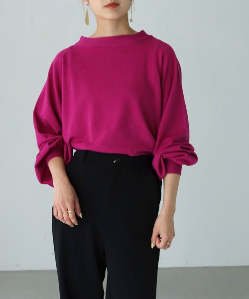 HER CLOSET（ハークローゼット）の「【shemoshelly】WEB限定サスティナブルモックネックニット（ニット/セーター・レディース・ブラック/パープル/ブルー/アイボリー/ライトグレー/ライトグリーン・M）」の19枚目の写真
