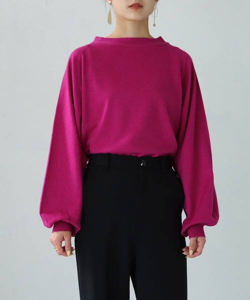 HER CLOSET（ハークローゼット）の「【shemoshelly】WEB限定サスティナブルモックネックニット（ニット/セーター・レディース・ブラック/パープル/ブルー/アイボリー/ライトグレー/ライトグリーン・M）」の16枚目の写真