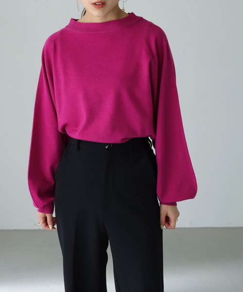 HER CLOSET（ハークローゼット）の「【shemoshelly】WEB限定サスティナブルモックネックニット（ニット/セーター・レディース・ブラック/パープル/ブルー/アイボリー/ライトグレー/ライトグリーン・M）」の17枚目の写真