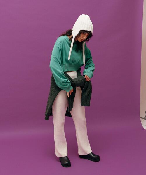 CITEN（シテン）の「＜CITEN＞ソデシャーリング クロップド Tシャツ（Tシャツ/カットソー・レディース・ブラック/オフホワイト/ケリー・FREE）」の5枚目の写真