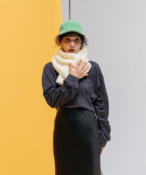 CITEN（シテン）の「＜CITEN＞ソデシャーリング クロップド Tシャツ（Tシャツ/カットソー・レディース・ブラック/オフホワイト/ケリー・FREE）」の11枚目の写真