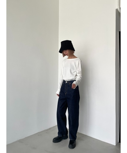 BLACK BY MOUSSY（ブラックバイマウジー）の「2way longsleeve t-shirt（2ウェイロングスリーブTシャツ）（Tシャツ/カットソー・レディース・ホワイト/ブラック/トップグレー/ブラウン/ブルー・FREE）」の18枚目の写真