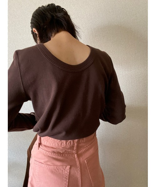 BLACK BY MOUSSY（ブラックバイマウジー）の「2way longsleeve t-shirt（2ウェイロングスリーブTシャツ）（Tシャツ/カットソー・レディース・ホワイト/ブラック/トップグレー/ブラウン/ブルー・FREE）」の8枚目の写真