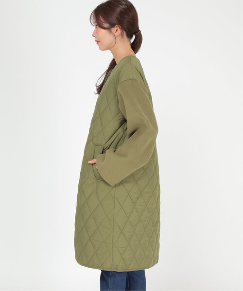 ikka（イッカ）の「切り替えキルティング軽量コート（ノーカラーコート・レディース・ブラック/ベージュ/グリーン系その他・M/L）」の5枚目の写真