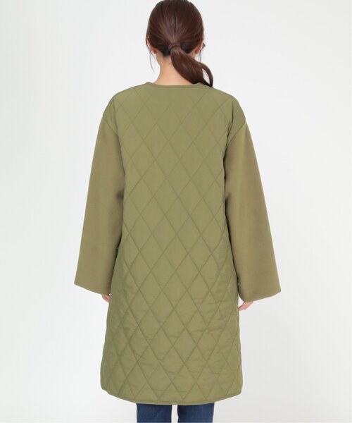 ikka（イッカ）の「切り替えキルティング軽量コート（ノーカラーコート・レディース・ブラック/ベージュ/グリーン系その他・M/L）」の6枚目の写真